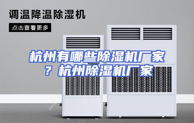 杭州有哪些除湿机厂家？杭州除湿机厂家